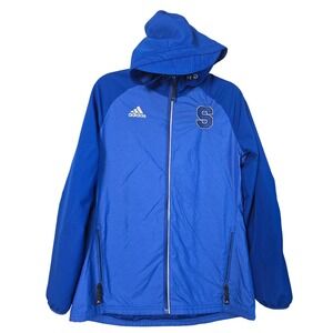 Adidas Mens Blue Hooded Windbreaker Full Zip Jacket Size M 6692W